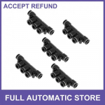 Push to Connect Air Fittings 1/4 Five Way Air Line Quick Connector 5 Pcs