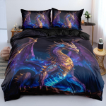 [Draakoni tekikott] 2/3 tk Pehme ja mugav draakoni tekikoti komplekt - Vana eluslooma draakoni mustriga voodipesukomplekt - Draakon Duvet Cover Set&EU Single(135x200cm)