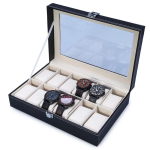 2020 New Fashion 12 Gids Nahast k&auml;ekellakarbi ehtekarbiga kellakarbiga ehtehoidla Korraldatud Cajas Para Relojes must