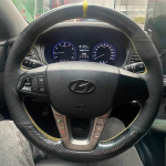 For Hyundai MISTRA 2014- hand-stitched carbon fiber Leather Car Steering Wheel Cover 4