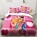 Winx Anime Kawaii Voodipesu Kollektsioon Tekikoti Kollektsioon Kerge Pehme Tekikott Dekoratiivne Voodipesu Teismelistele Poistele T&uuml;drukutele Kingitus Suur 135X200cm-2pcs pink