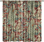 Vintage William Morris Wildlife Blackout Akknakardinad  Rustikaalsed Boho Loomade ja Taimede Aknaeesriided  elutuppa, magamistuppa 21(W)* 100*150 HOOK 1pcs