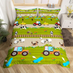 Armas Multikas Talu Loomade Tekikate Veoauto Traktor Voodipesu Komplekt Talumaja Maakodu Hubane Tekikate Poiste Teismeliste Toa Dekooriks EU Single(135*200cm)3pcs yellow