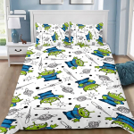 3D prinditud Toy Story Buzz Lightyear voodipesukomplekt T&uuml;drukud T&auml;iskasvanud &Uuml;heinimese Twin Queen Suurus Tekikott Padjap&uuml;&uuml;r Voodipesu EU Single(135*200cm)3pcs