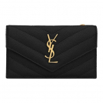 Saint Laurent YSL Monogram Kuldne Logo Teraline Reljeefne Tepitud T&otilde;mblukuga Nahast Rahakott Kaardihoidja Naiste rahakott Must 612808-BOW01-1000 Box(Basic Set+Box)