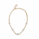 Chanel Klassikaline Topelt-C Logoga Metallist Kivist Chokeri Kaelakee Naistele Kuldne AB6444-B06011-NC835 Box+Padding Board