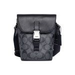 Coach Track 16 Klassikaline logo ripats Kaetud l&otilde;uend ja nahast Minikott Risti &uuml;le keha Kandmiseks Meeste kotid Hall C3134-QBCHR Basic Set (Bag+Dust Bag)