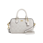 Coach Rowan 18 Klassikaline Monogramm T&otilde;mblukuga Sulgemine PVC Kunstnahast &Otilde;la Crossbody K&auml;ekott V&auml;ike Naiste k&auml;ekott Valge CS183-IMRFF Basic Set (Bag+Dust Bag)