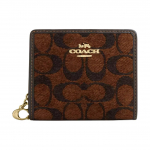 Coach Snap rahakott 10 Kuldne metallikviimistlus Signature Chenille Sile nahast rahakott Naiste rahakott Truffle CCQ32-IMA7U Truffle