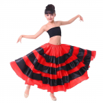 T&uuml;drukute Hispaania Flamenco mitmekihiline volangidega satiinist laia &auml;&auml;rega seelik esinemiskost&uuml;&uuml;m 9-10 Years