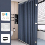 Veekindel du&scaron;ikardin, hallitus, vannituba, tahke kardin, laineline aken, t&uuml;ll, kodune luksus, konksudega, raske S-volditav laineline du&scaron;&scaron; 80widex180high-cm sinine