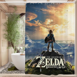 Legendiline videom&auml;ng Zeldas Link Vannitoakardin Klassikaline animekangas Du&scaron;ikardin 12 konksuga Veekindel Vannitoa Dekoratsioon 150x180 cm