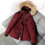 Talvejope Meeste Parkad Paks soe mantel meeste karusnahast kapuutsiga jakk &Uuml;hev&auml;rviline Parka mantel meeste v&auml;lir&otilde;ivad S punane
