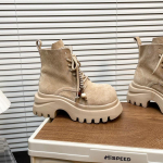 2025 s&uuml;gis uus retro matt nahast Martin saapad naiste kingad platvormiga muffin &uuml;mar nina paeltega mootorratta saapad l&uuml;hikesed saapad naised 35 beige