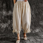 Johnature Vintage puuvillane linane haaremip&uuml;ksid suvised &uuml;hev&auml;rvilised tutitaskud naiste pahkluu pikkused p&uuml;ksid One Size beež