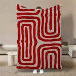 Punane abstraktne geomeetriline flanell-tekk Moodne minimalistlik pehme soe visketekk diivanile voodile reisimiseks telkimiseks kodu kaunistamiseks kingitus 75x100cm (30x40inch) red