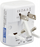 Kashimura rahvusvaheline toitepistikupesa adapter, 2 porti, A/B/C/O/SE/BF/B3/O2 NTI-164 valge