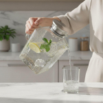 3800ml Klaasist veekann, &Otilde;hukindel, Ideaalne k&uuml;lmade jookide, vee, kohvi ja muu jaoks Silver Handle