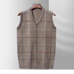Meeste kampsunvest Varrukateta kootud vest S&uuml;gis ja talv Uus Vabaaja mood Jacquard V-kaelusega pullover Kootud kampsun M