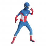 Laste Spider-Man Captain America kost&uuml;&uuml;m, esmaklassiline veniv Lycra 3D&reg;, maskiga, superkangelase riietus, 4-5 aastat, pikkus 120 cm, Sinine/Punane/Valge 140 CM valge/punane