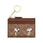 COACH PEANUTS 8 Snoopy tr&uuml;kiga nahast kaardihoidja, sama stiil meestele ja naistele, pruun pruun