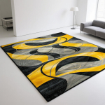Kollane Must Moodne Vaip Elutuba Libisemisvastane Dekoratsioon Kodu Abstraktne Stiil Suure Toa Vaibad Lounge Vaip Esikukate 80cm x 160cm yellow