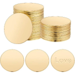 100 tk metallstantsimise toorikud Messingist &uuml;mmargune plaat 15 mm Messingist kettad Toorik Messingplekk Graveerimistoorikud k&auml;sit&ouml;&ouml;ks Mudelite valmistamise komplekt AECH05-13139 beige