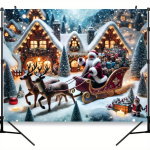 Maagiline j&otilde;ulufotograafia taust, kus on n&auml;ha J&otilde;uluvana kelguga s&otilde;itmas p&uuml;haderohkelt kaunistatud k&uuml;ladest l&auml;bi 210X150 black