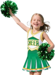 T&uuml;drukute Cheerleaderi kost&uuml;&uuml;m, Cheerleaderi riietus pompoonidega 7-8 Years roheline