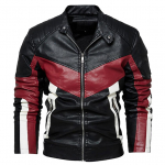 Winter Stand Collar Meeste Nahkjakk Meeste Plus Velvet Mootorratta PU Nahkjakk Meeste L