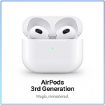 Apple AirPods 3 T&otilde;eliselt juhtmevabad k&otilde;rvaklapid H1 kiip Automaatne paaristamine Puutejuhtimine Ruumiline heli Juhtmevaba peakomplekt iOS-i ja Androidi nutitelefonidele valge