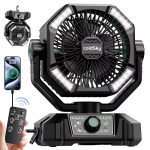 coldSky telkimisventilaator 4 LED-lambi, 8 kiiruse, 20000 mAh akuga, kaasaskantav v&auml;liventilaator telkimiseks ja kalastamiseks roheline