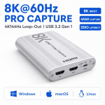 8K HDMI-salvestuskaart 4K60 kaadrit sekundis Salvestus USB3.2 Type-C L&auml;bilaskega Heli segamine Madal latentsus Video grabber M&auml;ngimiseks Otse&uuml;lekandeks video capture