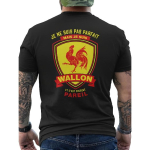 Walloni meeste eksklusiivne piiratud v&auml;ljaande Belgia kuke graafilise kujutisega T-s&auml;rk - kollase tagatr&uuml;kiga Je Ne Suis Pas Parfait Mais Je Suis Wallon (Ma ei ole 5XL must