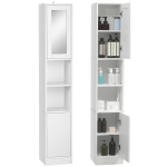 K&otilde;rge vannitoakapp, peegliga p&uuml;stine hoiukapp, 2 ust, reguleeritavad riiulid, 30x28x170cm, valge 30 x 28 x 170 cm
