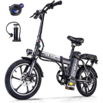AVDLEU - Kokkupandav elektriratas - 16 rattad - 250W mootor 25km/h - 36V 11.4Ah aku - S&otilde;iduulatus 40-80km (Režiim ASSIST) - Must