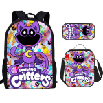 Seljakott Satchel Pinal Kolmeosaline Komplekt 3D Naeratavad Loomad Naeratavad Olendid Koolikott 3-piece set of lunch bags