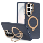 P&ouml;&ouml;rleva r&otilde;ngaga hoidikuga PU-nahast &uuml;mbris Samsung Galaxy S26 Ultra S24 Plus S25 jaoks, metallist objektiiviraam, magnetiline juhtmevaba laadimise kate Galaxy S26 black