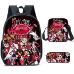 Hazbin Hotel Anime 3 tk/komplekt Seljakott &Otilde;pilase Kooli &Otilde;lakott Laste Armas Reisiseljakott Laste S&uuml;nnip&auml;evakingitus black