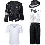 T&auml;iskasvanute Michael Jacksoni kost&uuml;&uuml;m, Halloweeni peo- ja lavastusriietus, Hip-Hop, 80ndad, 90ndad, Tants, Punk kost&uuml;&uuml;mikomplekt XXL must