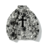 Unisex &Uuml;legabariidiline Kohev Kunstkarusnahast Puuvillane Puhvisjakk Tikitud T&auml;htedega Streetwear Talvejakk Small gray