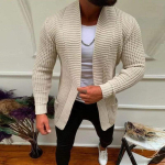 Uus meeste kootud kampsun-mantel Pikk kardigan Moodne vabaaja kampsun-jakk Meeste kootud trench-coat S&uuml;gisene t&auml;navamood Kardigan Mees S aprikoosi