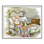 Templiga ristpistes tikkimiskomplektid DIY n&auml;put&ouml;&ouml; Vana abielupaar 44x36cm mitmev&auml;rviline