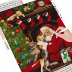 HUACAN 5D teemanttikandid t&auml;isekraaniga armas lemmikloomakoer J&otilde;uluvana suudlused teemantmaaling j&otilde;ulude j&otilde;ulukingitus lastele uusaasta kingitus Full Round 20*30 cm