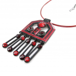 Les Tr&eacute;sors De Lily [J2809] - Collier Cr&eacute;ateur 'Anamaya' noir rouge punane