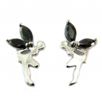 Les Tr&eacute;sors De Lily [P6610] - Boucles Acier 'F&eacute;e Clochette' noir argent&eacute; - 17x10 mm must