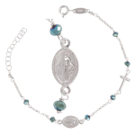 Les Tr&eacute;sors De Lily [Q8913] - Bracelet argent 'Vierge Marie' vert argent&eacute; (rhodi&eacute;) - 10x7 mm roheline