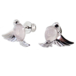 Les Tr&eacute;sors De Lily [Q9294] - Boucles d'oreilles Argent 'Meghan' quartz rose argent&eacute; (rhodi&eacute;) - 13x12 mm (tourtereaux) Heleroosa