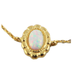 7bis [R1502] - Bracelet artisanal 'Sissi' blanc opale dor&eacute; -  10x7 mm valge