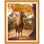 DIY teemantmaal  Horse & Autumn Maple Grove  tikandiga ristpistega kivimaali kingitus 20X30CM